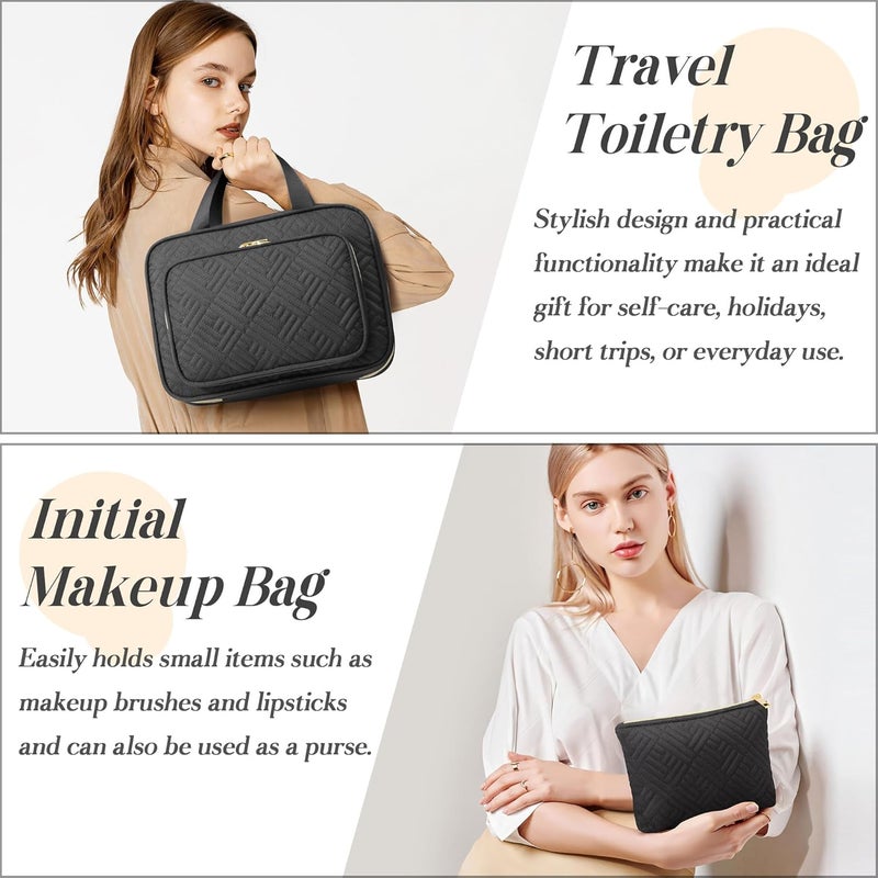 Qinline Personalized Gifts for Women, Initial Toiletry Bag Hanging Travel Organizer & Makeup Cosmetic Bag with Embroidery Letter Teacher Appreciation Gift Birthday Valentines Gifts for Mom Wife Friend Sister - Image 5